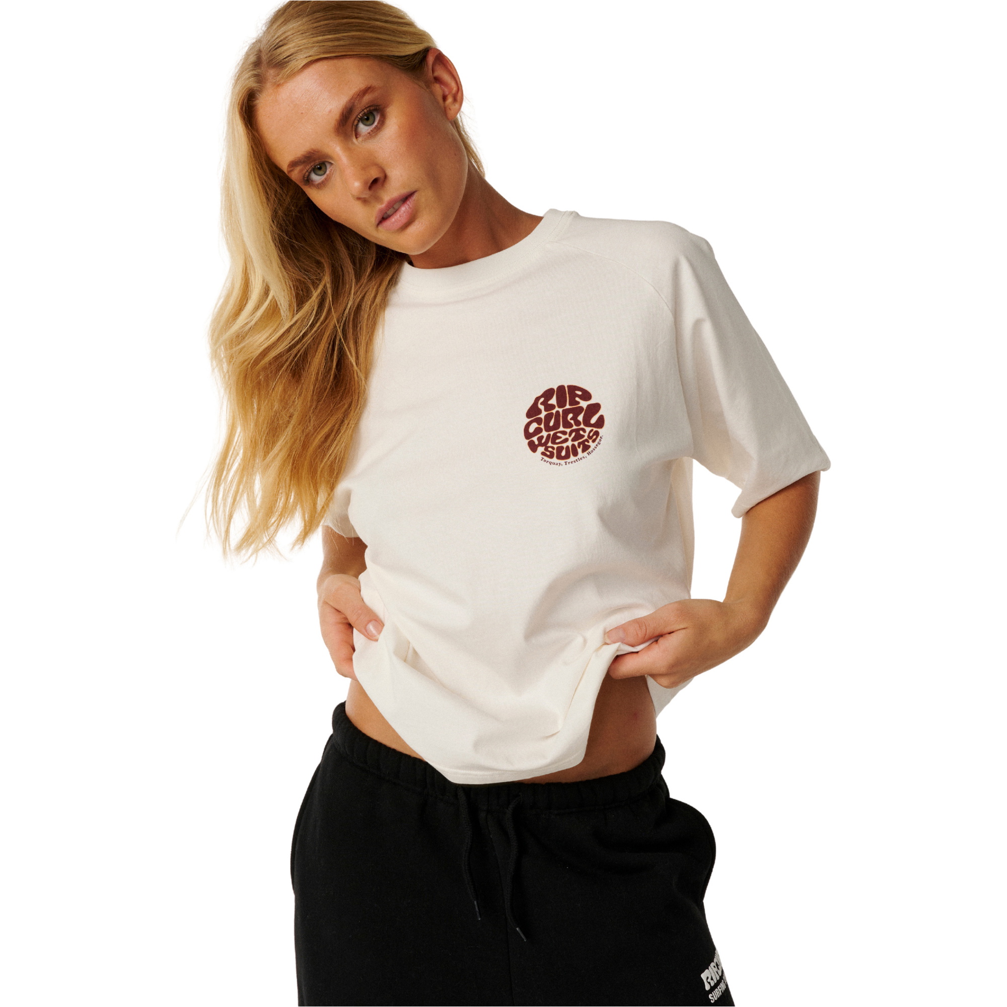 2026 Rip Curl Womens Hibiscus Archive Boxy Tee 0QYWTE - Bone